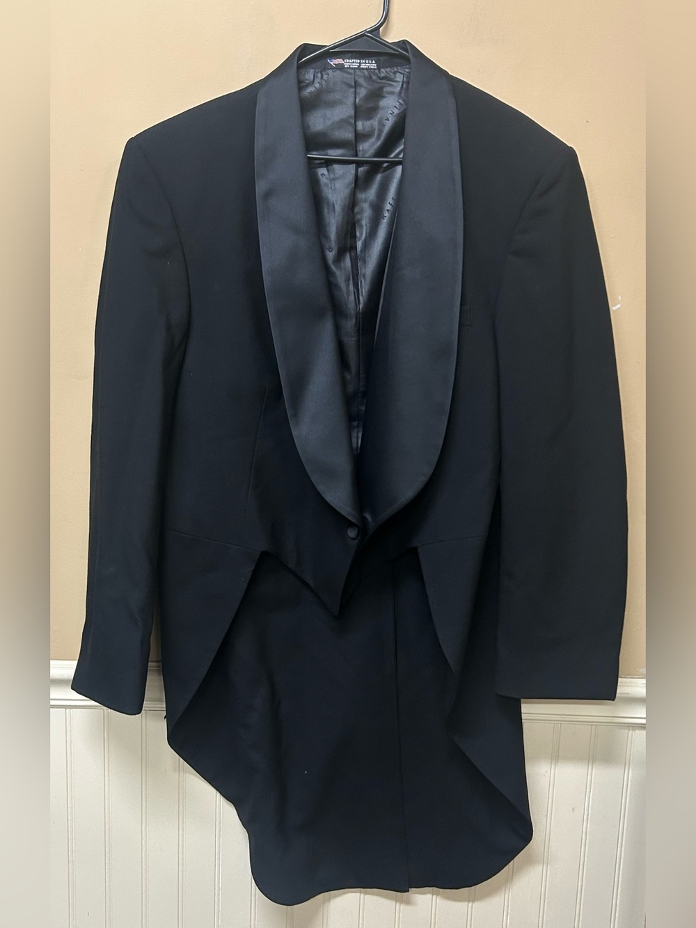Raffinati Mens Black Tuxedo Jacket w/ Tails Size 46L